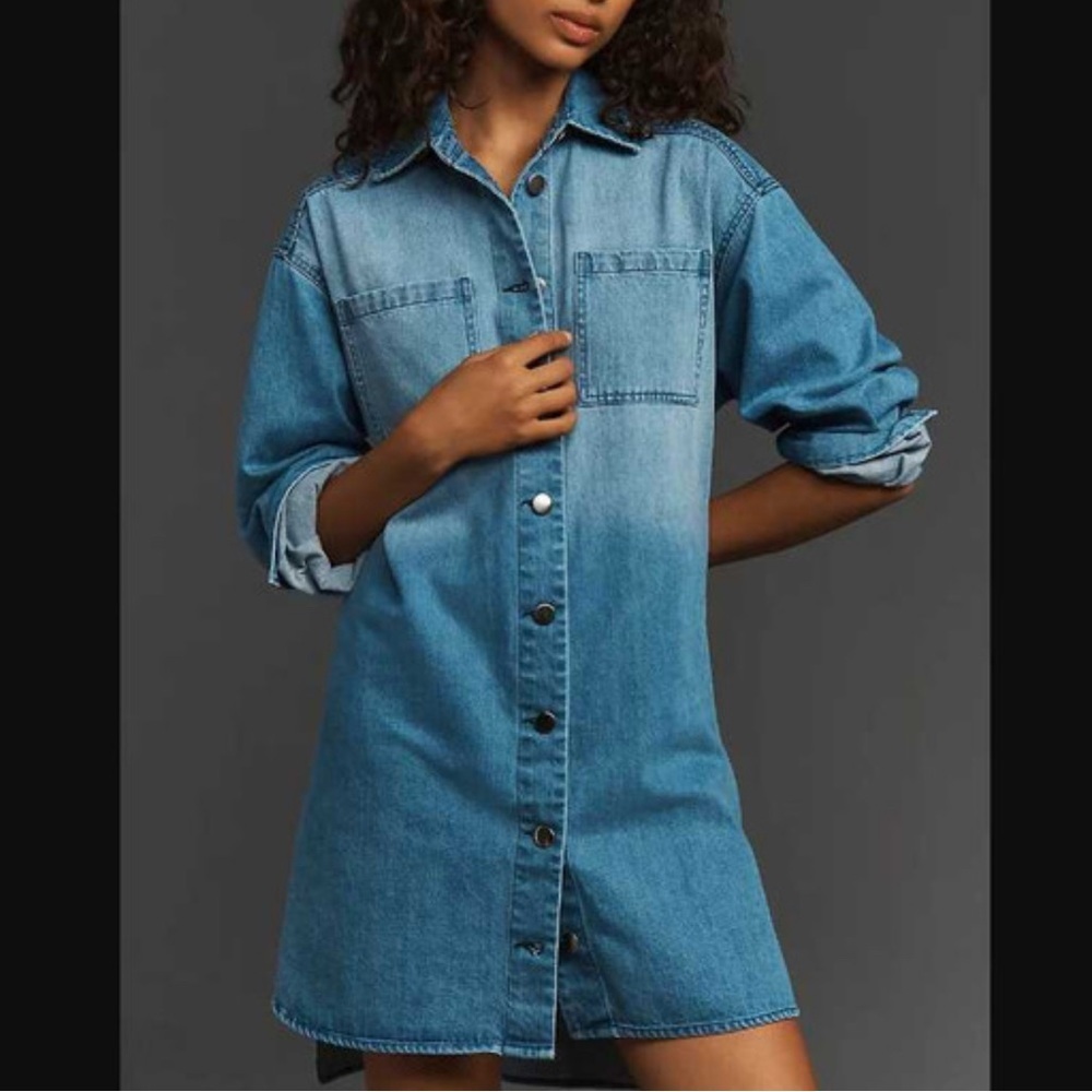 Porridge for Anthropologie Denim Shirt Dress | Size M | EUC